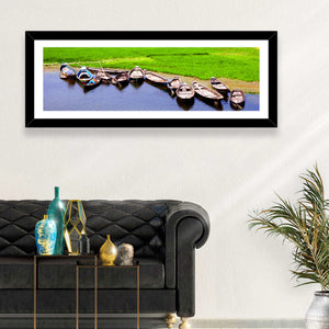 Boats Near Rice Field Wall Art