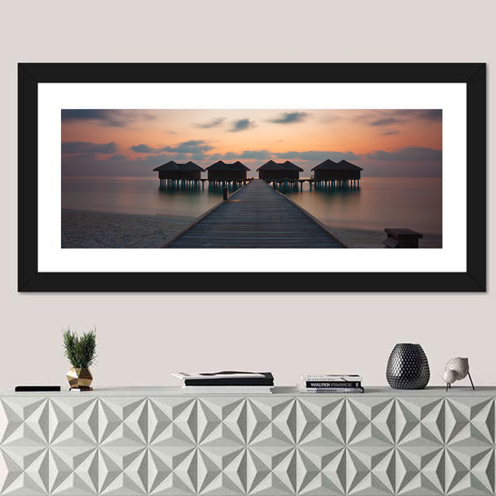 Overwater Bungalows at Sunset Wall Art