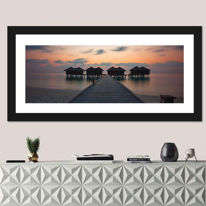 Overwater Bungalows at Sunset Wall Art