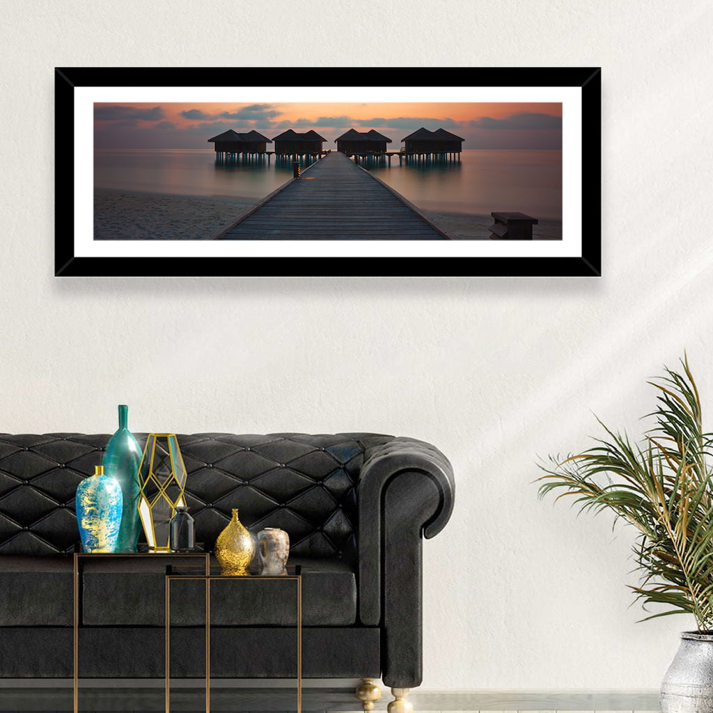 Overwater Bungalows at Sunset Wall Art