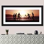 Beach Football at Sunset Wall Art