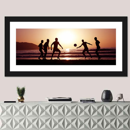 Beach Football at Sunset Wall Art