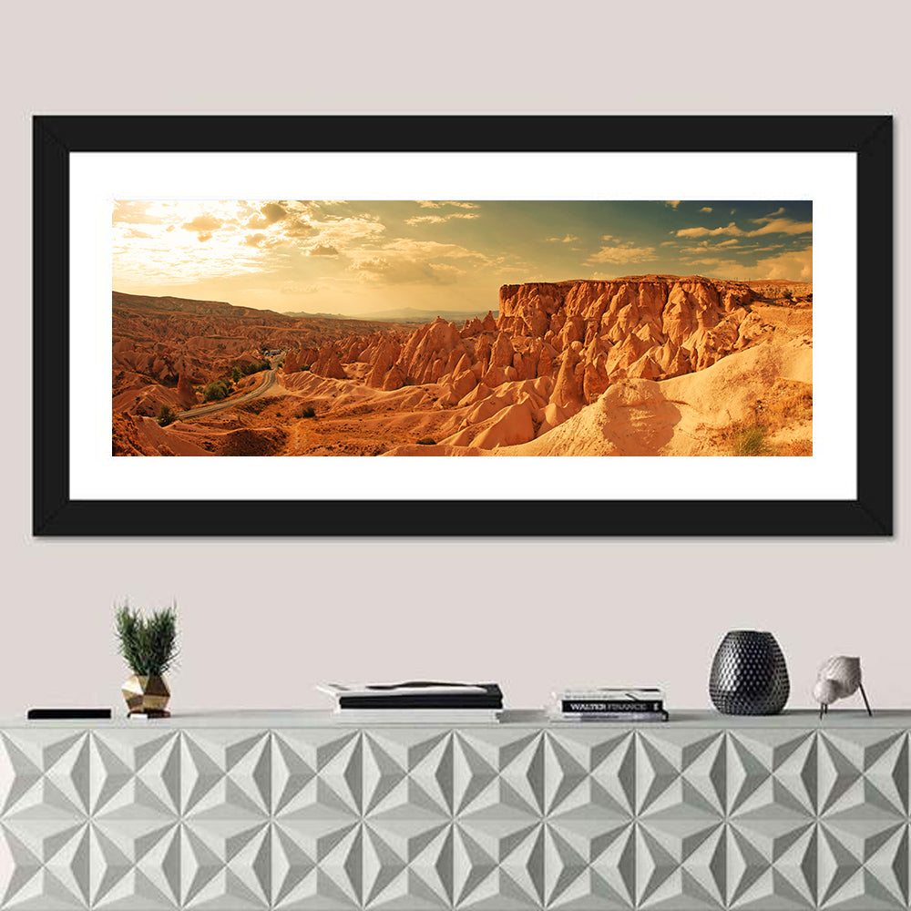 Cappadocia Sunset Valley Wall Art in a room, panoramic