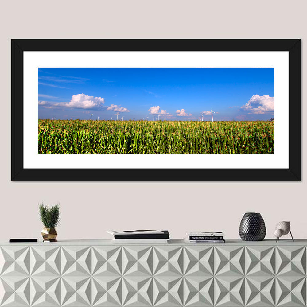 Illinois Cornfield Wall Art in a room, panoramic