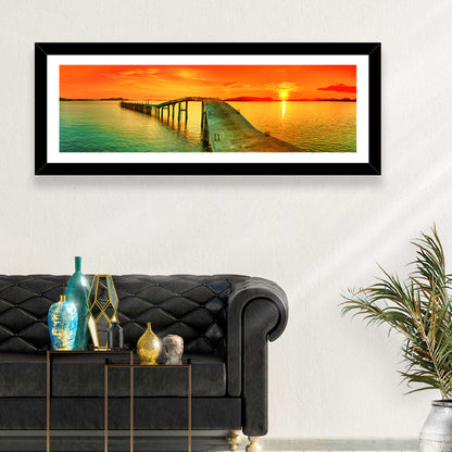 Sea Pier Sunset Wall Art