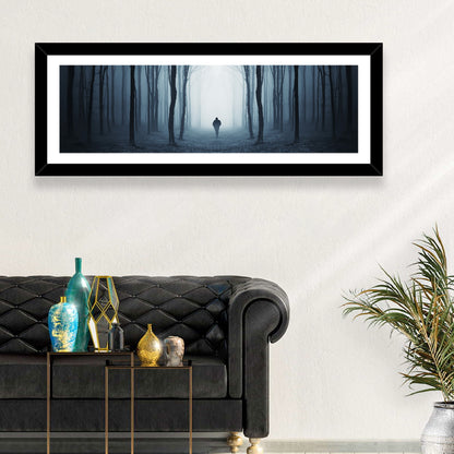 Lone Figure in Misty Forest Wall Art