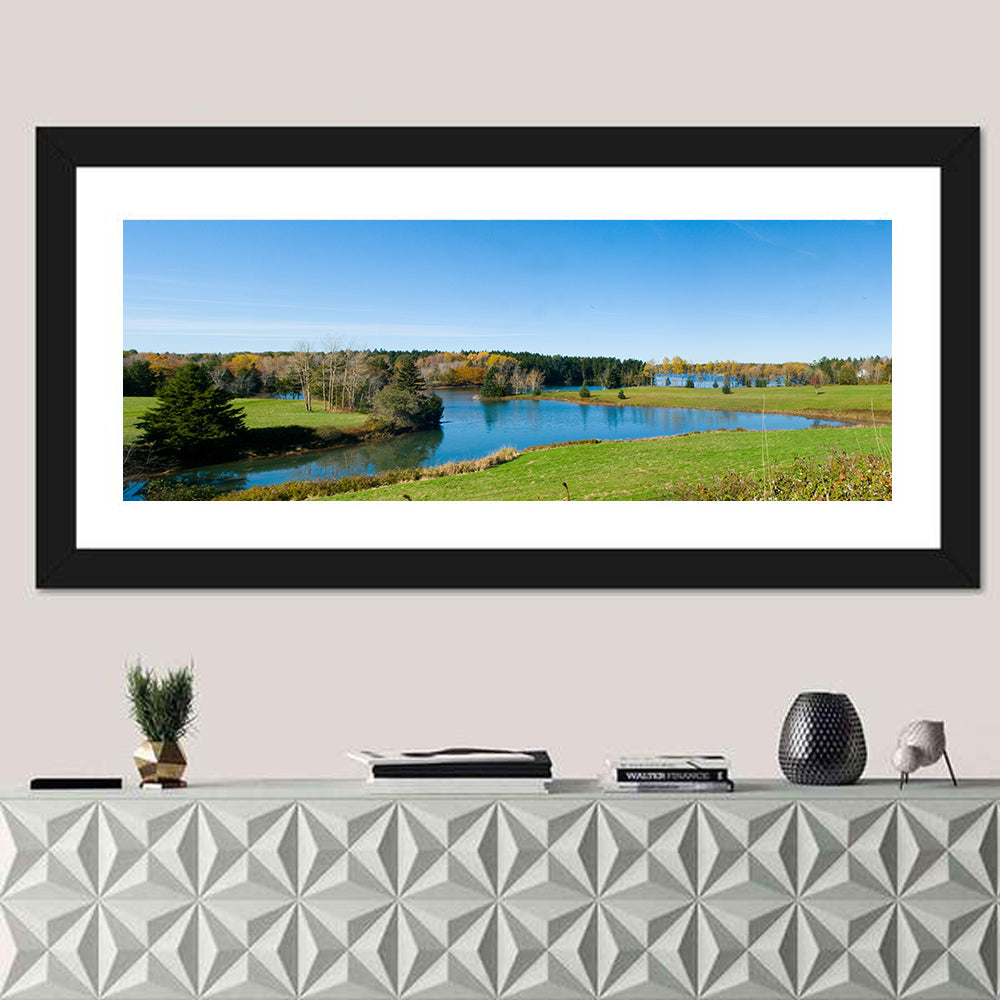 St. George River Cove Wall Art in a room, panoramic