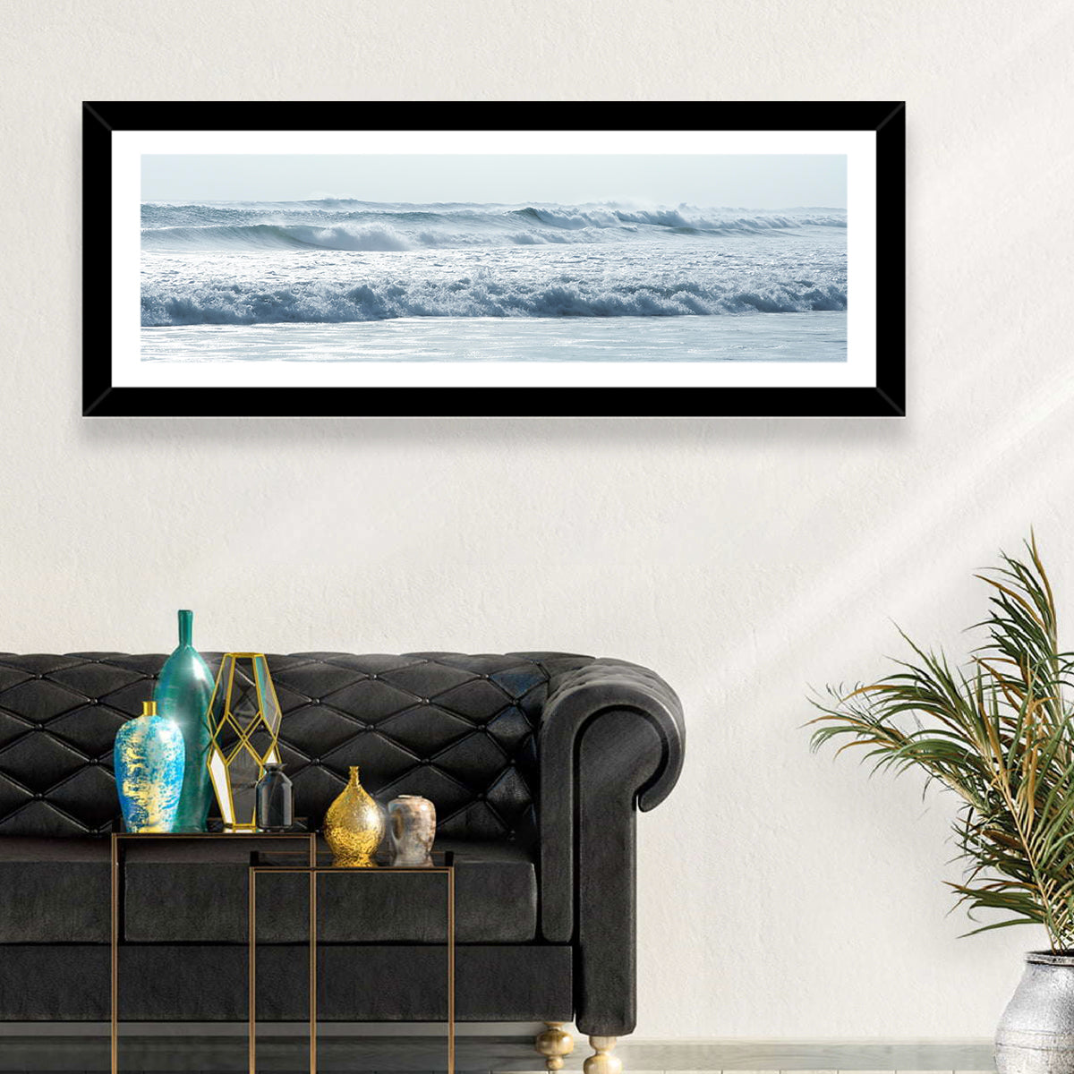 Misty Horizon Ocean Waves Wall Art