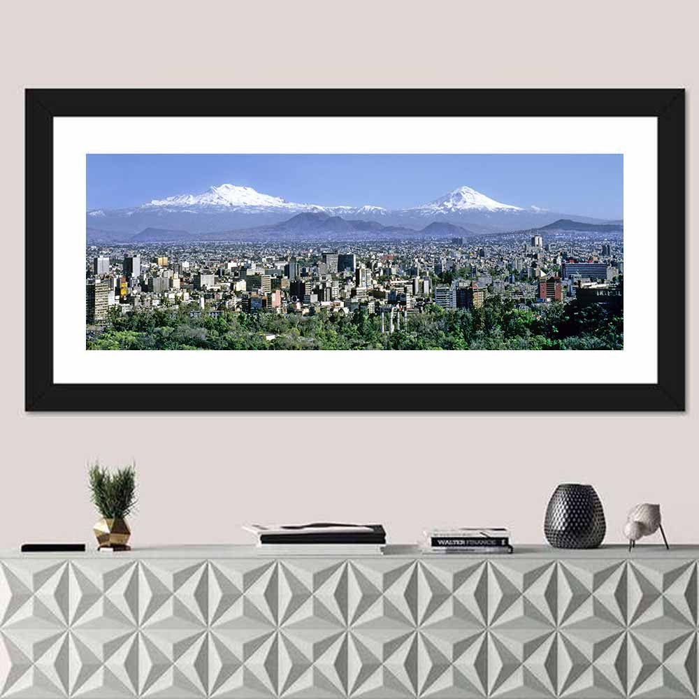 Mexico City Skyline with Volcanoes Wall Art