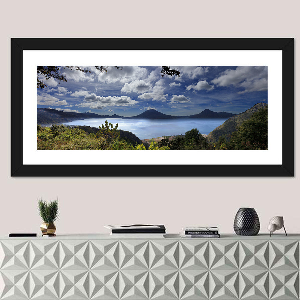 Lake Atitlán View Wall Art in a room, panoramic