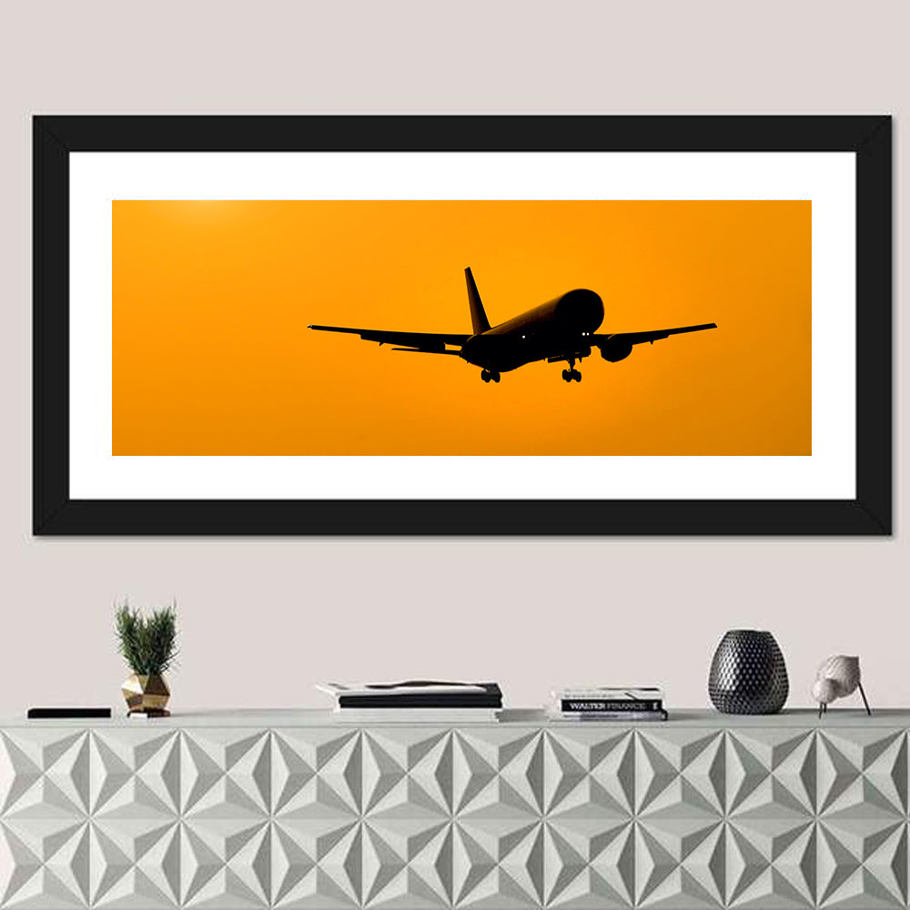 Golden Hour Airliner Silhouette Wall Art