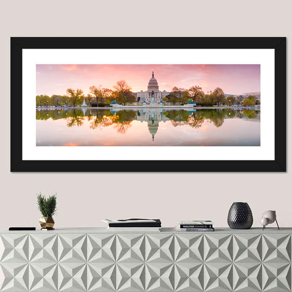 United States Capitol Sunrise Reflection Wall Art