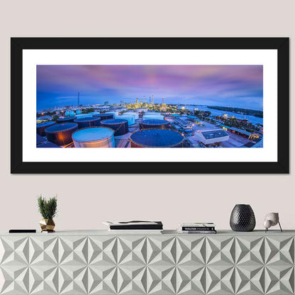 Twilight Oil Refinery River View Wall Art