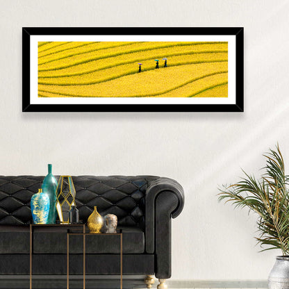 Golden Rice Terraces with Umbrellas Wall Art