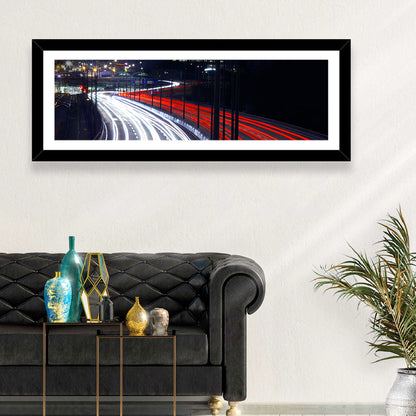 Night Highway Light Trails Wall Art