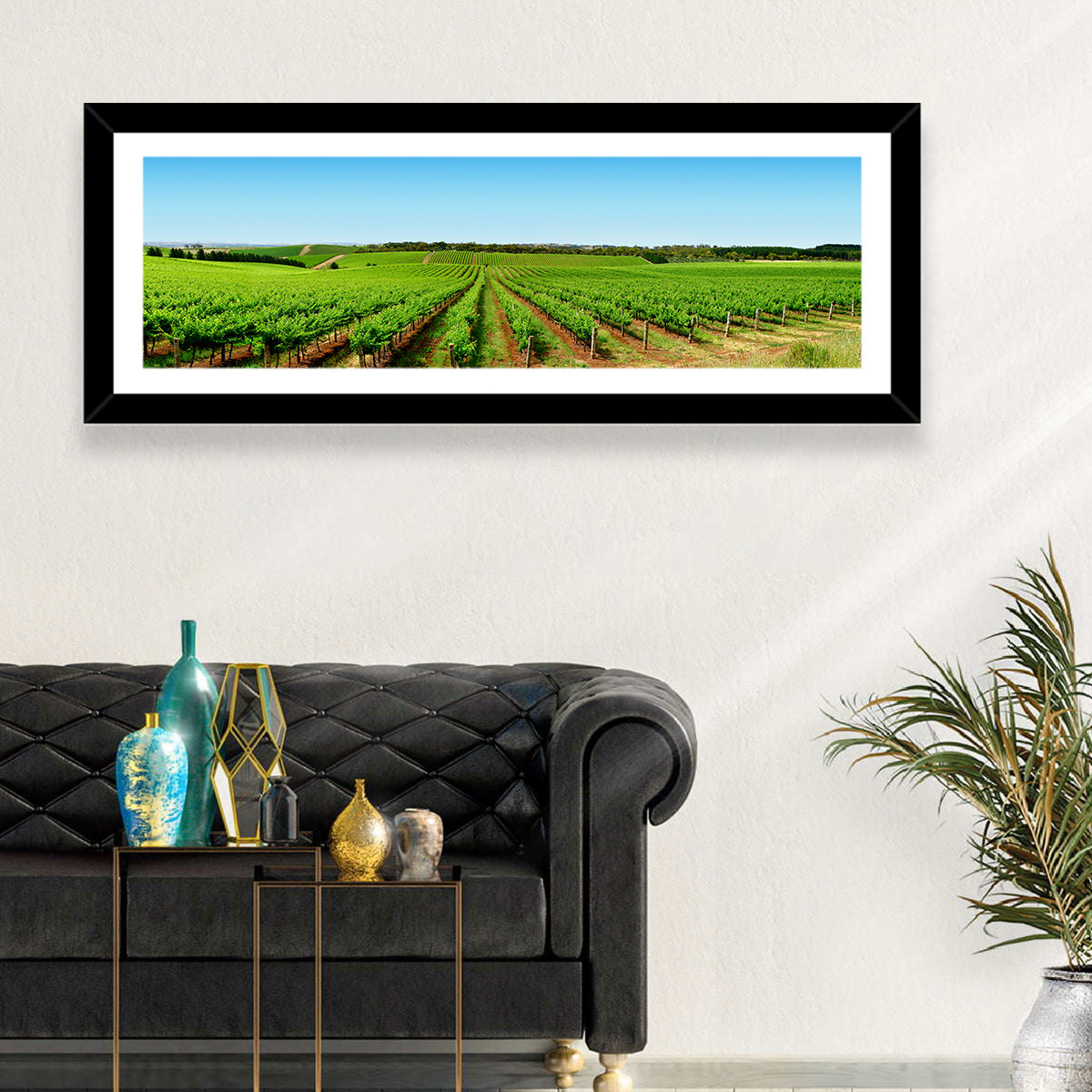 Sunlit Vineyard Rows Wall Art