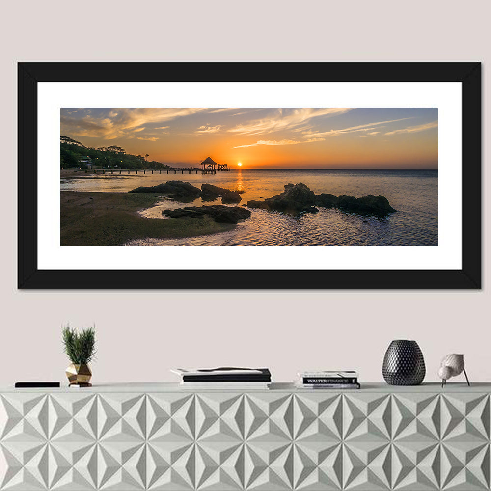 Roatan Pier Sunset Wall Art