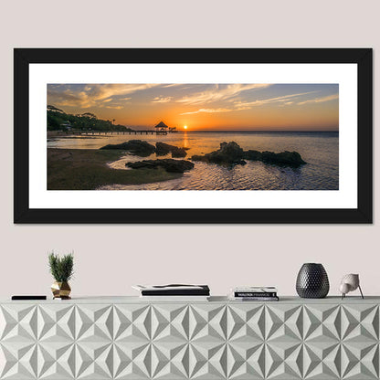 Roatan Pier Sunset Wall Art