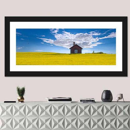 Red Barn in Golden Wheat Field Wall Art