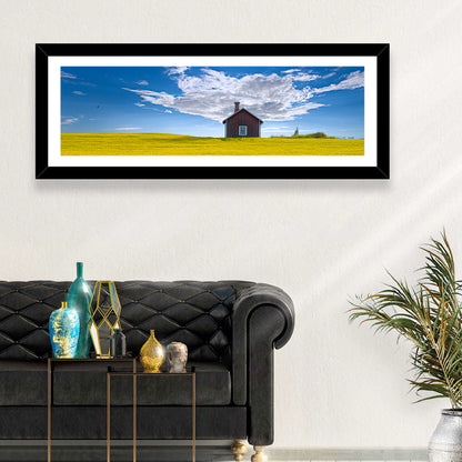 Red Barn in Golden Wheat Field Wall Art