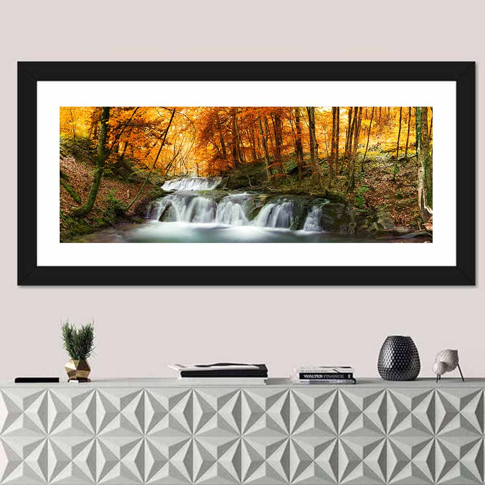 Autumn Forest Waterfall Wall Art