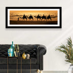 Camel Caravan Silhouette on Wet Sand Wall Art