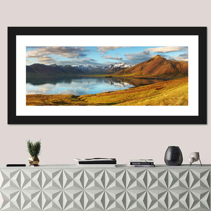 Icelandic Mountain Lake at Golden Hour Wall Art