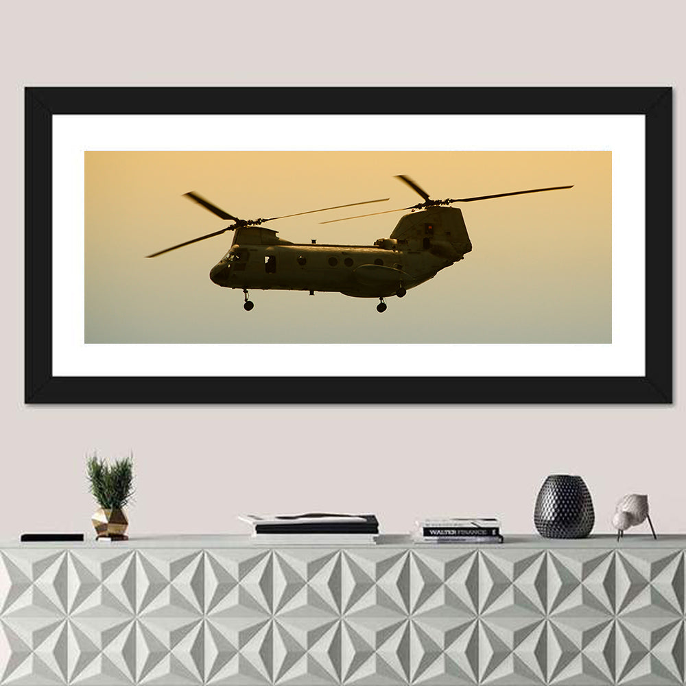 US Apache Helicopter Dawn Profile Wall Art