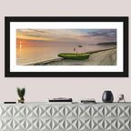 Green Rowboat at Sunrise Wall Art