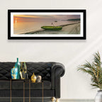 Green Rowboat at Sunrise Wall Art
