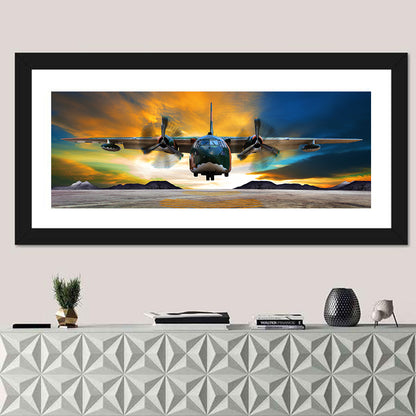 Cargo Plane Landing at Sunset Wall Art