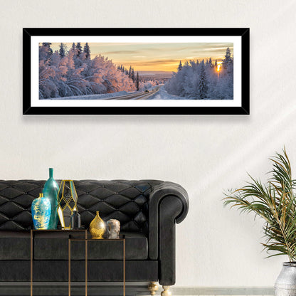 Winter Road at Sunset Wall Art