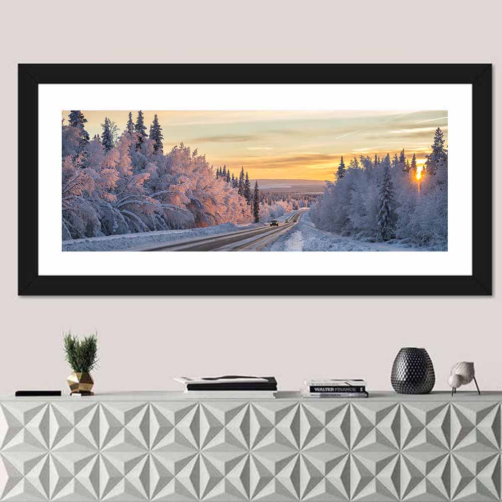 Winter Road at Sunset Wall Art