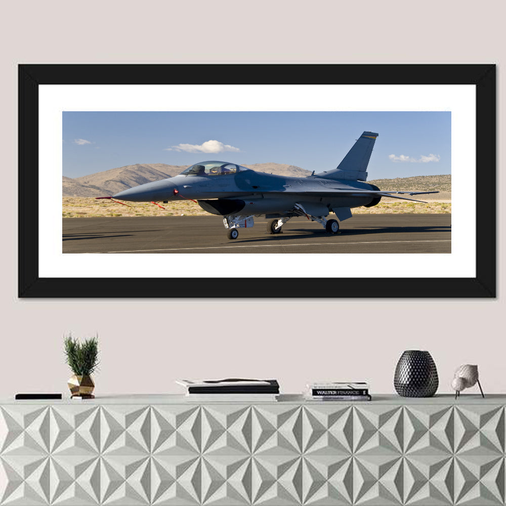 Fighter Jet Side Profile on Runway Wall Art
