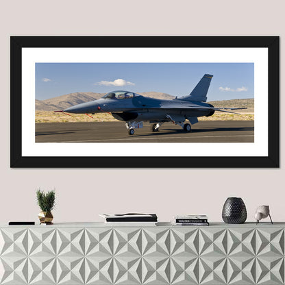 Fighter Jet Side Profile on Runway Wall Art