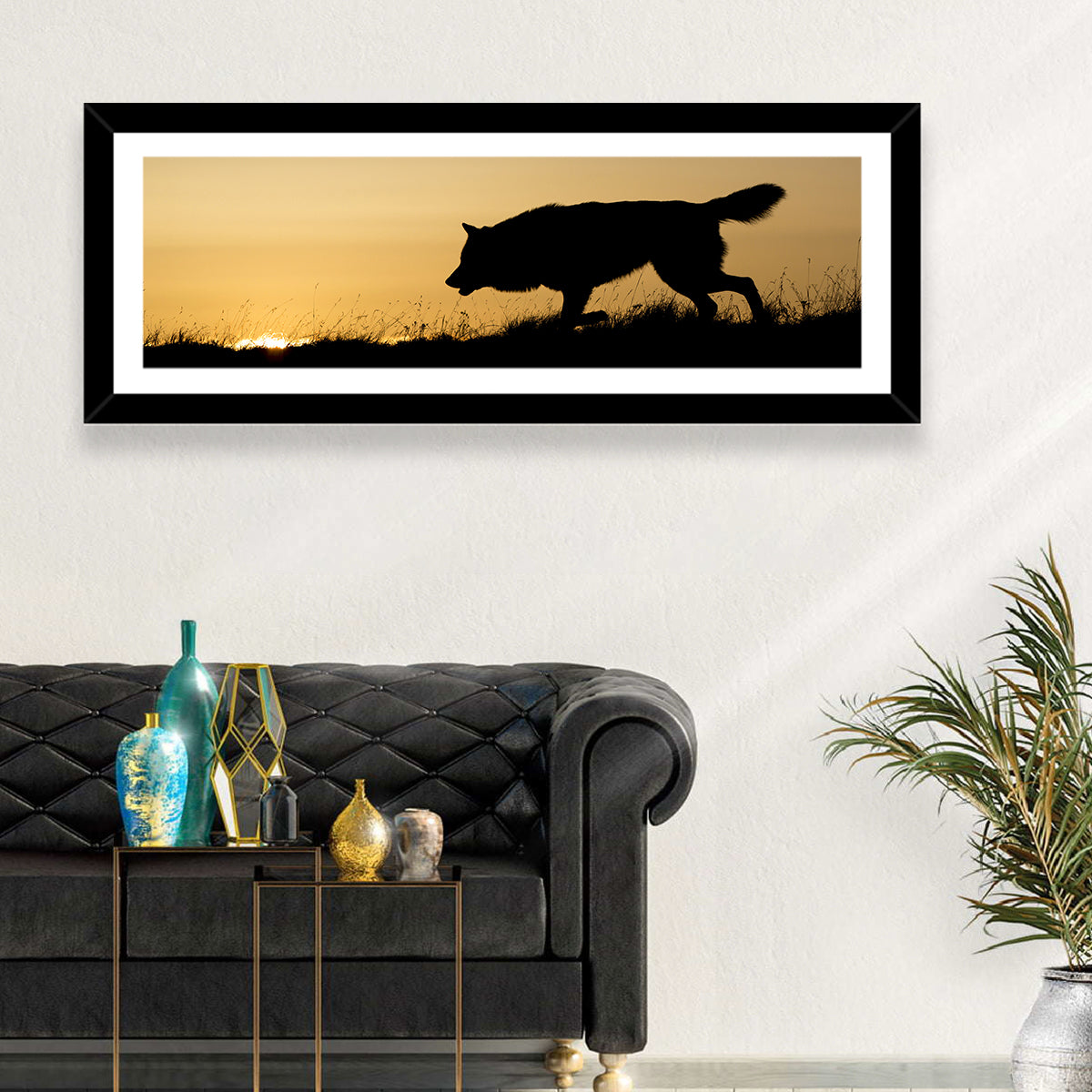 Wolf at Golden Horizon Wall Art