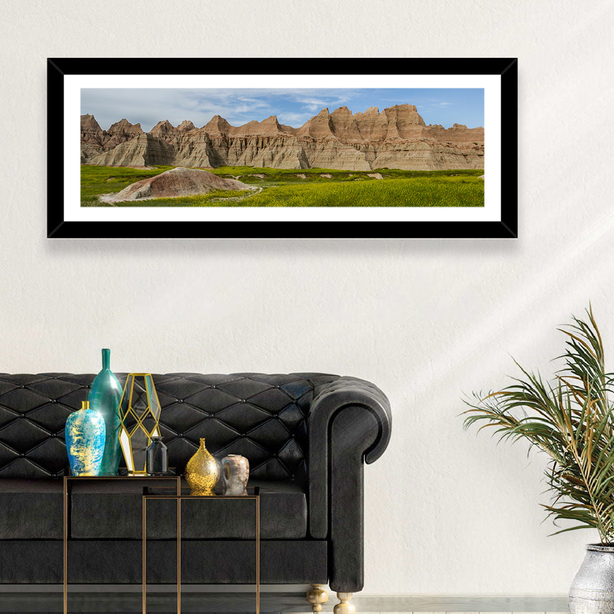 Badlands Meadow and Rock Formations Wall Art
