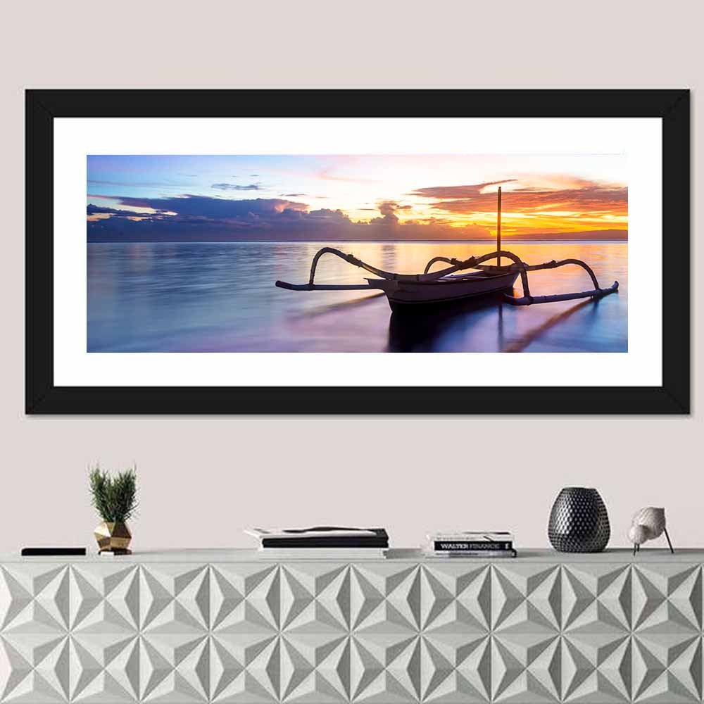 Jukung Fishing Boat at Sunset Wall Art