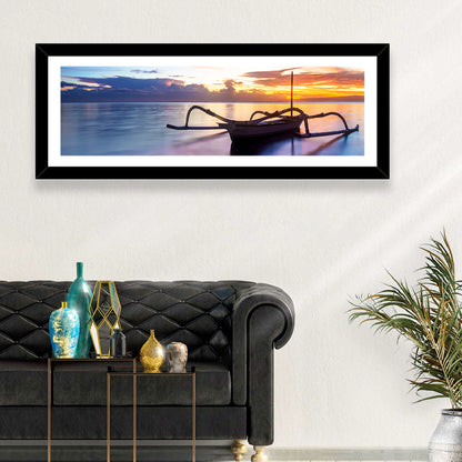 Jukung Fishing Boat at Sunset Wall Art