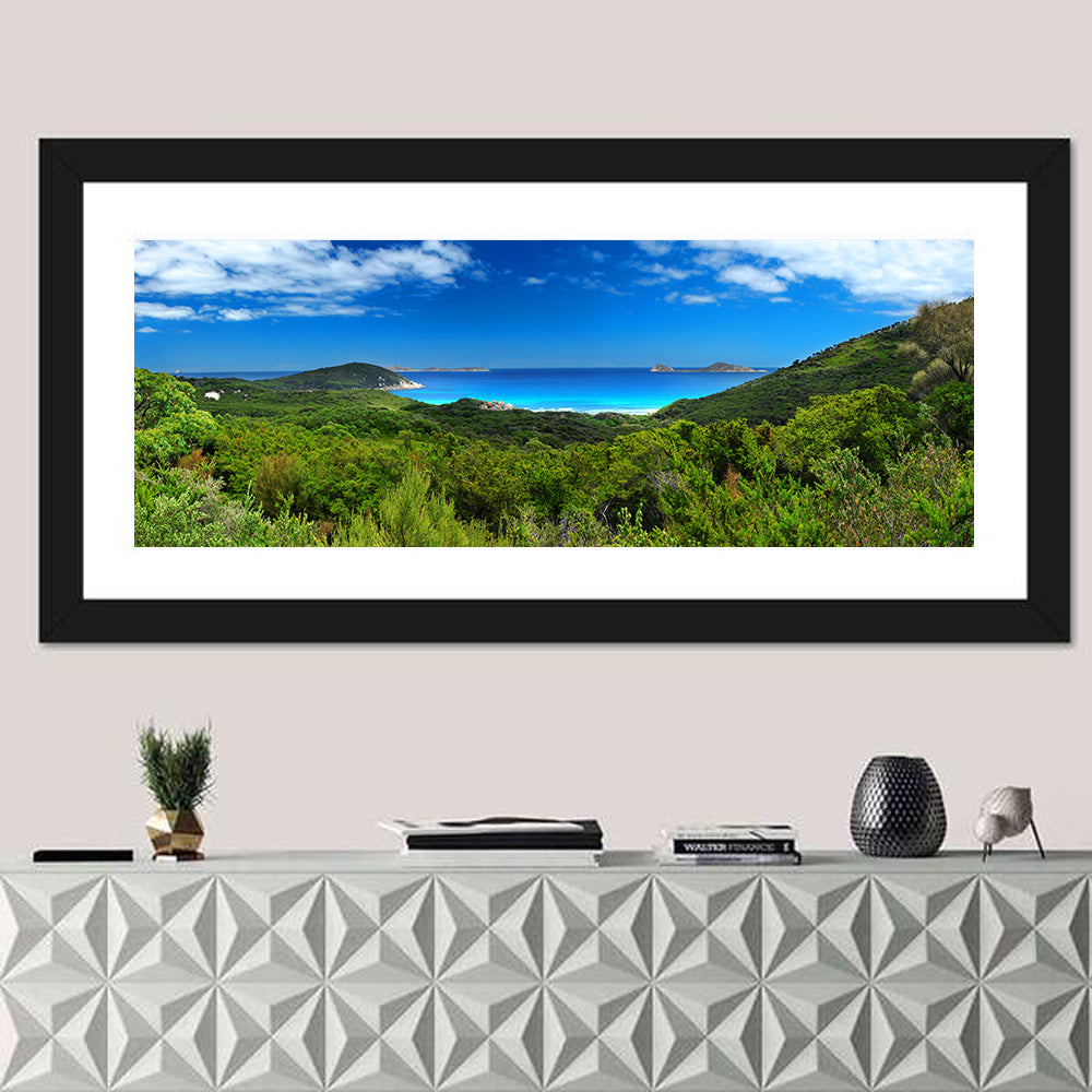 Wilsons Promontory Coastal Panorama Wall Art in a room, panoramic