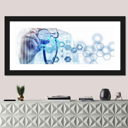 Stethoscope Checkup with Medical Icons Wall Art