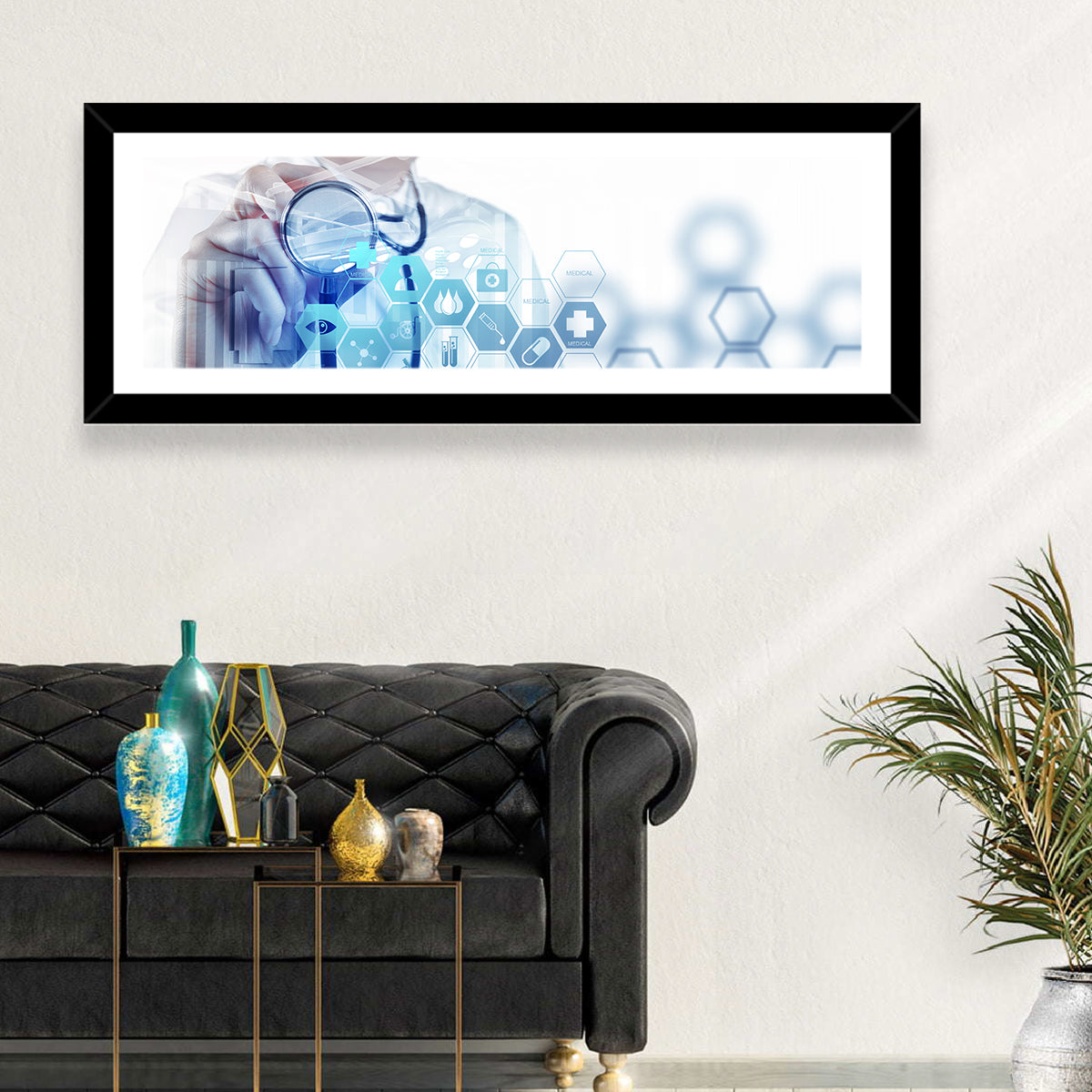 Stethoscope Checkup with Medical Icons Wall Art