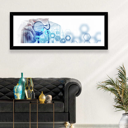Stethoscope Checkup with Medical Icons Wall Art