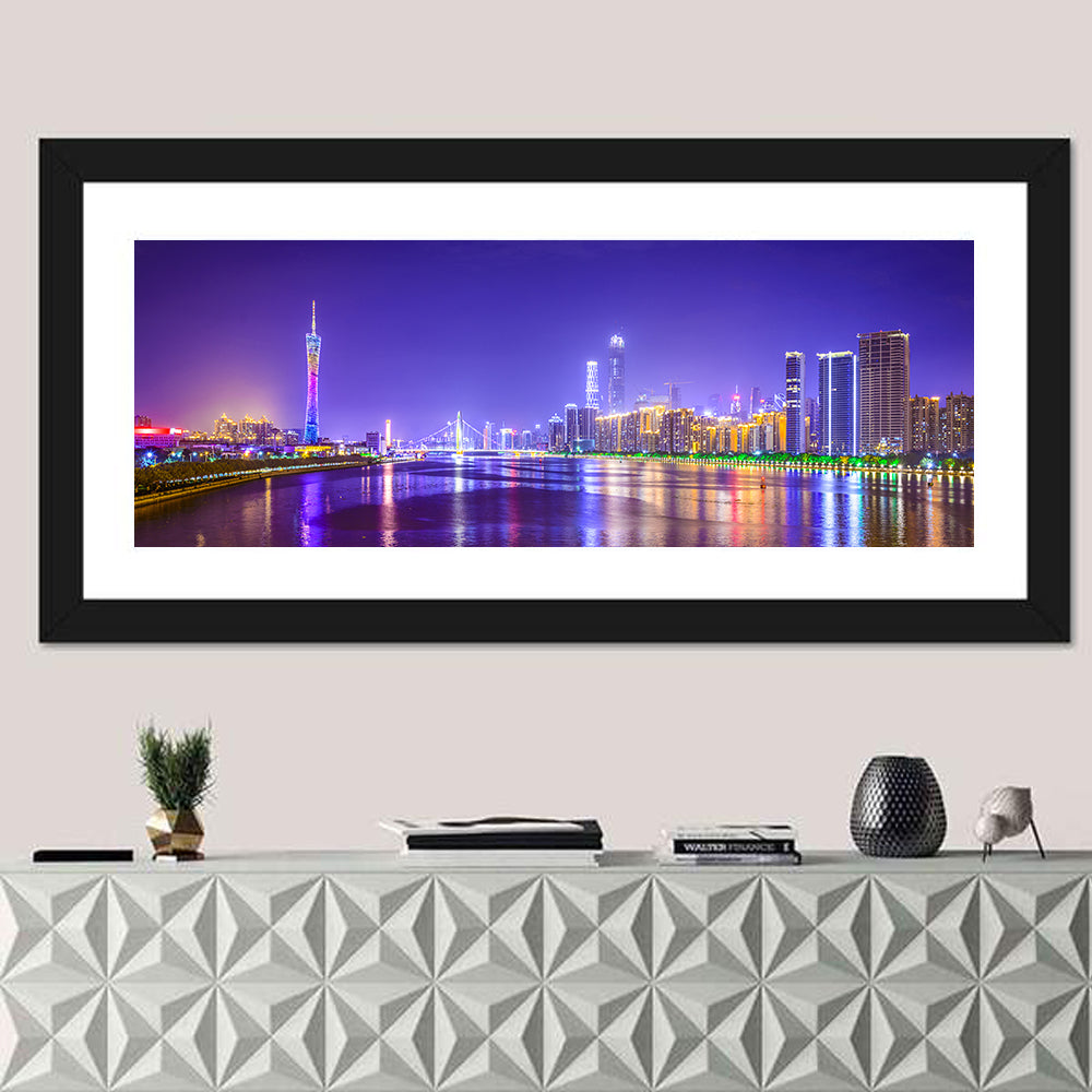 Guangzhou Skyline Night Over Pearl River Wall Art