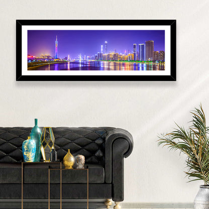 Guangzhou Skyline Night Over Pearl River Wall Art