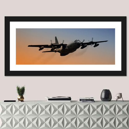 Four-engine Military Transport at Dusk Wall Art