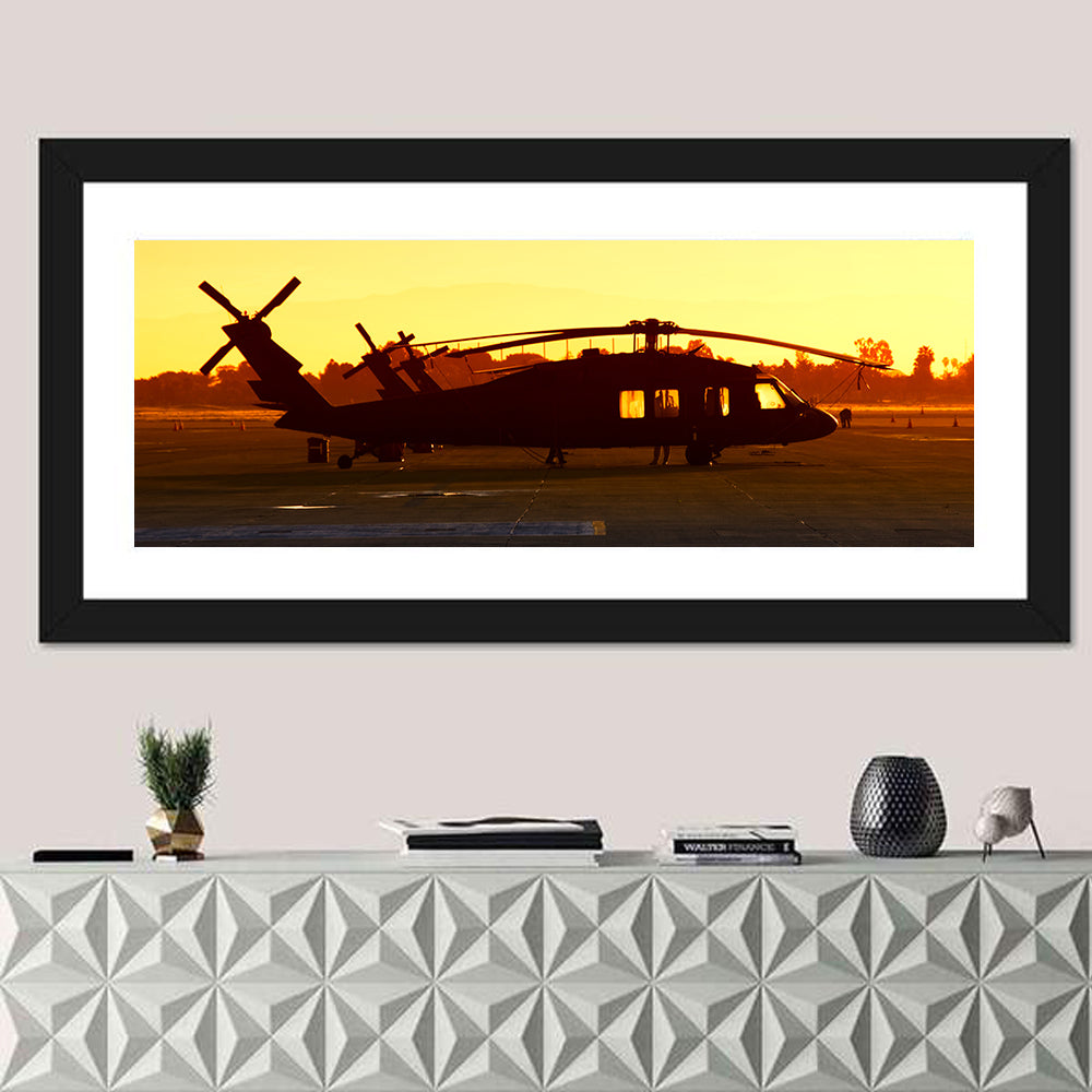 Row of Military Helicopters at Dusk Wall Art