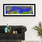 Mediterranean Sea Shaded Relief Map Wall Art