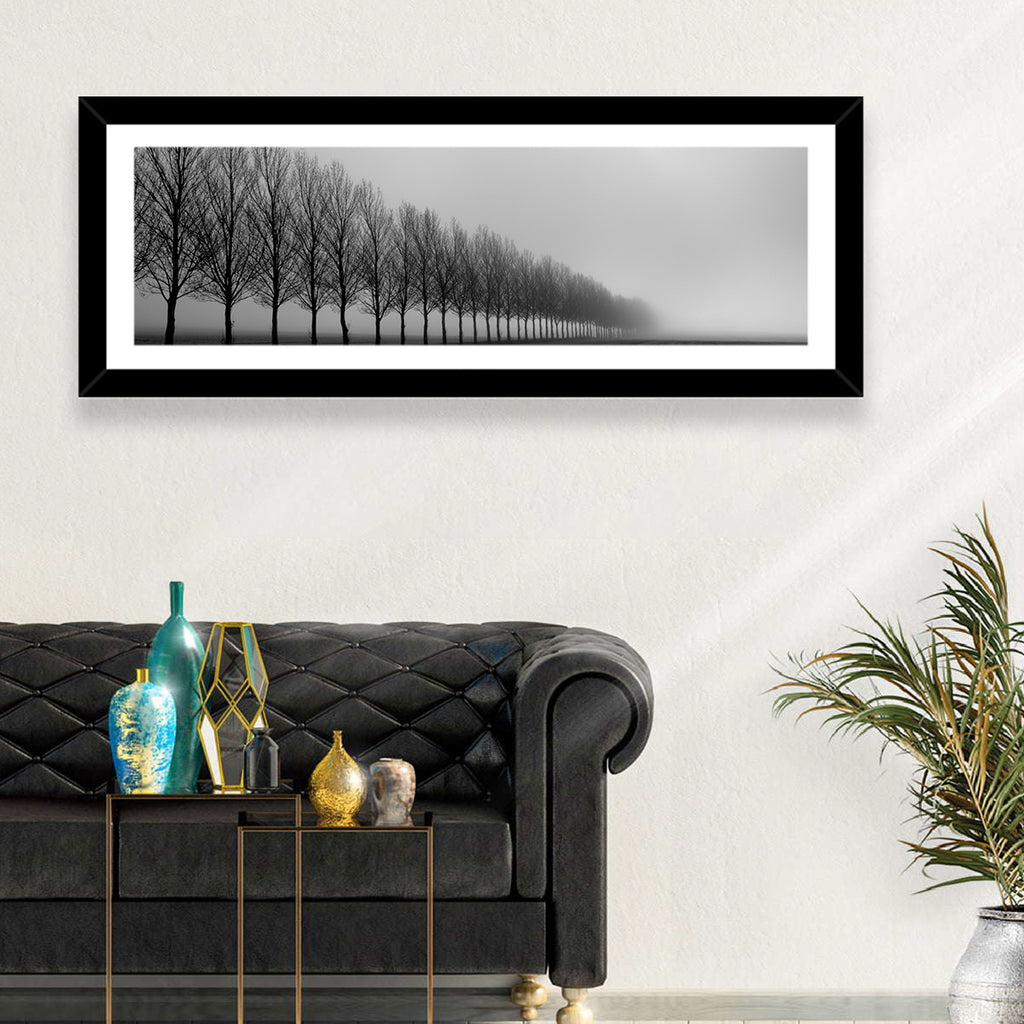 Misty Row of Bare Trees Wall Art