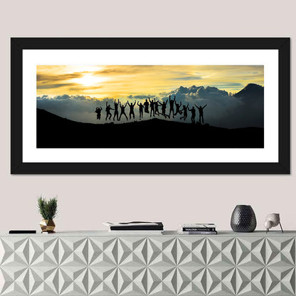 Golden Team Silhouettes at Sunset Wall Art